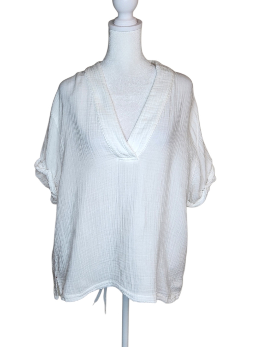 Xirena Avery Short Sleeve White Gauze Top Size Small
